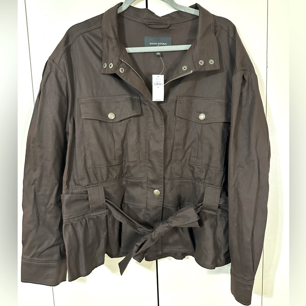 Banana Republic Linen Aviator Jacket with Tie Waist